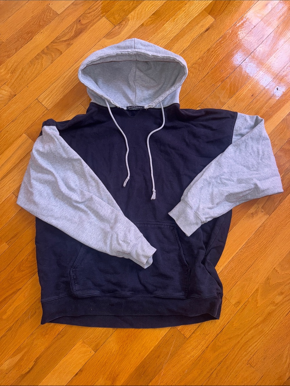 Brandy Melville hoodie with Light Gray Hood & Navy Sleeves Hoodie